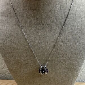 Elegant Silver and Purple Pendant Necklace sterling 925